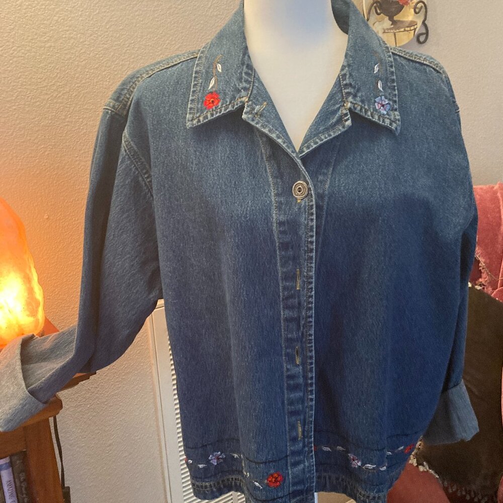 Denim Jacket with embroidery - XL